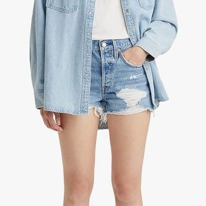Levi's Women's 501 Original Shorts in Medium Indigo Destructed size 29